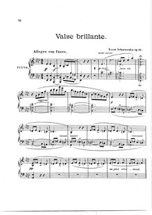 Partition complète, Valse Brillante, Op.13, Scharwenka, Xaver