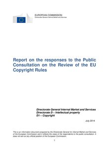 Rapport sur la consultation pour la modernisation du droit d auteur dans l UE