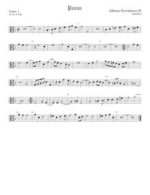 Partition ténor viole de gambe 1, alto clef, Pavan à 5 No.9, Ferrabosco Jr., Alfonso