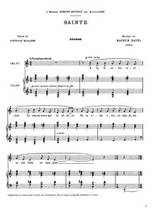 Partition complète, Sainte, À la fenêtre recélant, G minor, Ravel, Maurice