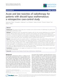 Acute and late toxicities of radiotherapy for patients with discoid lupus erythematosus: a retrospective case-control study