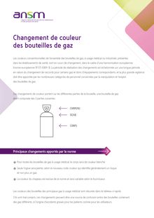 Changement de couleur des bouteilles de gaz : Information professionnels de santé 16/07/2012