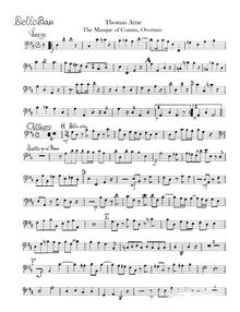 Partition violoncelles/Basses, Comus, The Masque of Comus, Arne, Thomas Augustine