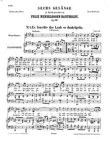 Partition complète, 6 chansons, Op.86, Mendelssohn, Felix
