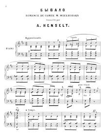 Partition complète, 2 Romances, Two Romances by Earl M. Wielhorsky - Arranged for Piano by A. Henselt.