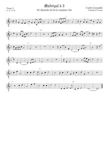 Partition ténor viole de gambe 3, octave aigu clef, Madrigali A Cinque Voci. Quatro Libro par Carlo Gesualdo