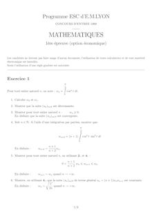 Mathématiques 1999 Classe Prepa HEC (ECE) EM Lyon