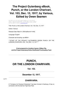 Punch, or the London Charivari, Volume 153, December 12, 1917