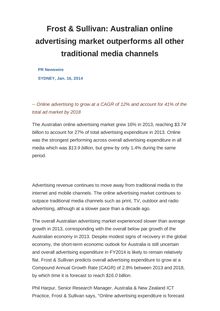 Frost & Sullivan: Australian online advertising market outperforms all other traditional media channels