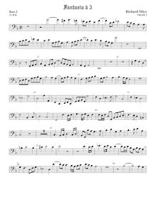 Partition Bass2 viole de gambe, basse clef, fantaisies pour 3 violes de gambe par Richard Mico