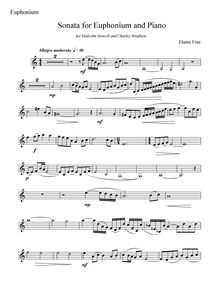 Partition Euphonium , partie (aigu clef), Euphonium Sonata, Fine, Elaine