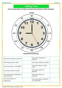Grade 4 Maths Workbook: Measurement - Time & Calendar