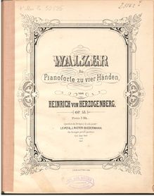 Partition complète, valses pour Piano 4-mains, C major, Herzogenberg, Heinrich von