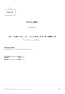 Epreuve facultative de langue vivante étrangère 2008 Diplôme Supérieur de Comptabilité et de Gestion