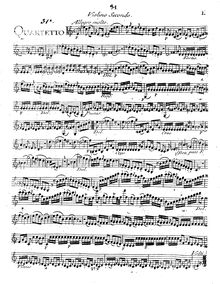 Partition violon 2, 6 corde quatuors, G.184-188 (Op.22), Boccherini, Luigi