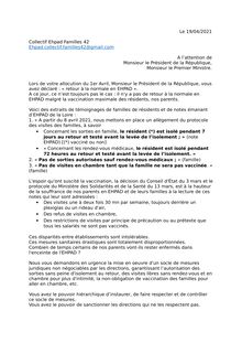 "Retour à la normale en EHPAD": lettre du Collectif Ehpad Familles 42 à Emmanuel Macron