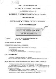 Orthographe grammaire vocabulaire 1998 Institut d Orthophonie Gabriel Decroix Université Lille 2