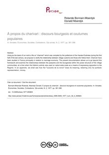 À propos du charivari : discours bourgeois et coutumes populaires - article ; n°2 ; vol.32, pg 381-398