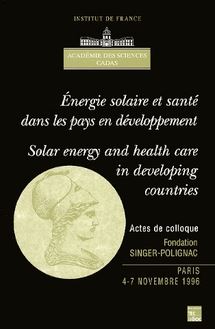 Energie solaire et santé dans les pays en développement (colloque de l Académie des sciences)