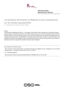 Les politiques alimentaires au Maghreb et leurs conséquences sur les sociétés agropastorales - article ; n°184 ; vol.46, pg 785-810