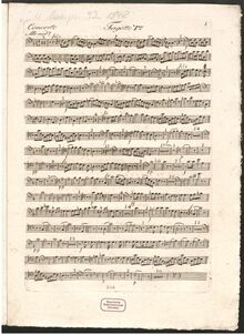 Partition basson 1, Concerto pour le Violon Principale avec Accompagnement de 2 Violons, Alto, Basse, flûte, 2 Hautbois, 2 Bassons & 2 Cors