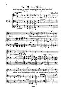 Partition No.2 Der Mutter Geist (scan), 2 Balladen, Op.8, Loewe, Carl