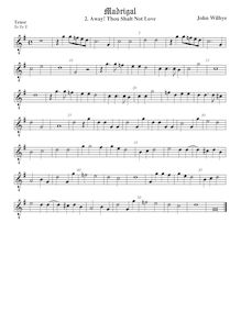Partition ténor viole de gambe, octave aigu clef, madrigaux - Set 1