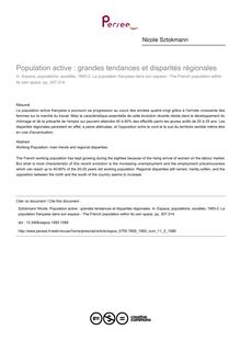 Population active : grandes tendances et disparités régionales - article ; n°2 ; vol.11, pg 307-314
