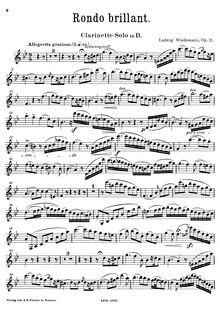 Partition clarinette (en B♭), Rondo brilliant, Op.11, Rondo brilliant for Clarinet (or Violin, or Cello) and Piano or Orchestra