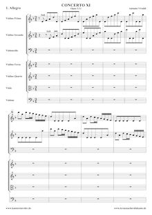 Score, Concerto pour 2 violons et violoncelle en D minor, RV 565
