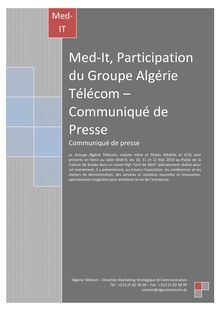 Communiqué - Med-It, Participation du Groupe Algérie Télécom  ...