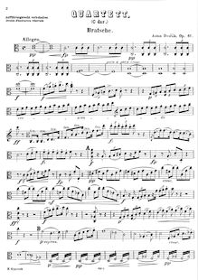 Partition viole de gambe, corde quatuor No.11, Op.61 (Dvořák, Antonín)