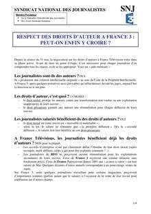 RESPECT DES DROITS D'AUTEUR A FRANCE 3 : PEUT-ON ENFIN Y CROIRE ?