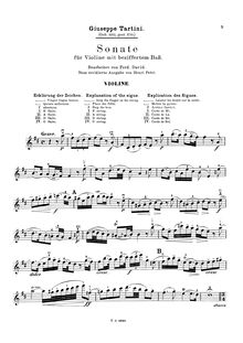 Partition de violon, violon sonates, Tartini, Giuseppe
