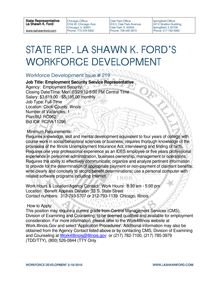 STATE REP. LA SHAWN K. FORD S WORKFORCE DEVELOPMENT