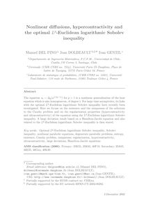 Nonlinear diffusions hypercontractivity and the optimal Lp Euclidean logarithmic Sobolev
