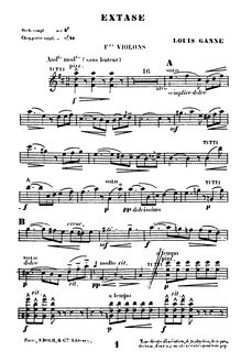 Partition violons I, Extase, Rêverie, D major, Ganne, Louis