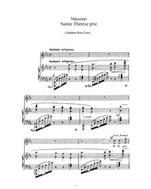 Partition complète (E♭ Major: haut voix et piano), Sainte Thérèse prie ...