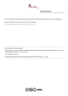 Les outils et armatures standards mésolithiques dans le Bassin parisien par l analyse des données - article ; n°1 ; vol.1, pg 9-30
