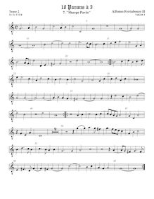 Partition ténor viole de gambe 2, octave aigu clef, Pavan à 5 No.3