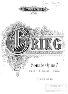 Partition complète, Piano Sonata en E minor, Grieg, Edvard