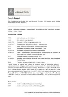 Notice biographique de Pascale Cossart Membre de l Académie des sciences