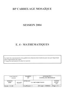 Mathématiques 2004 BP - Carrelage mosaïque