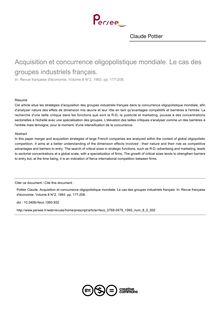 Acquisition et concurrence oligopolistique mondiale. Le cas des groupes industriels français. - article ; n°2 ; vol.8, pg 177-208
