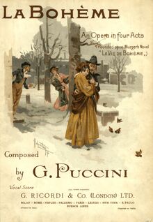 Partition couverture couleur, La Bohème, Puccini, Giacomo