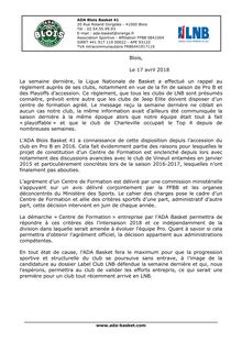 Communiqué ADA Blois 17 avril 2018