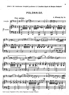 Partition violon / partition de piano, Polonaise, D Major, Kőszegi, Alexander