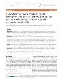 Associations between children s social functioning and physical activity participation are not mediated by social acceptance: a cross-sectional study