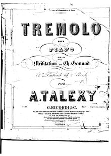 Partition complète, Tremolo pour piano sur la Meditation de Charles Gounod