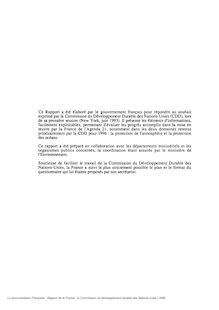 Rapport de la France à la Commission du développement durable des Nations-Unies (1996)